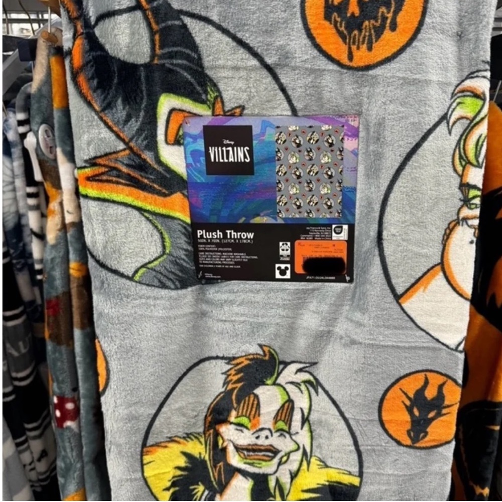 Disney Halloween Villains Plush Throw - Gray and Orange